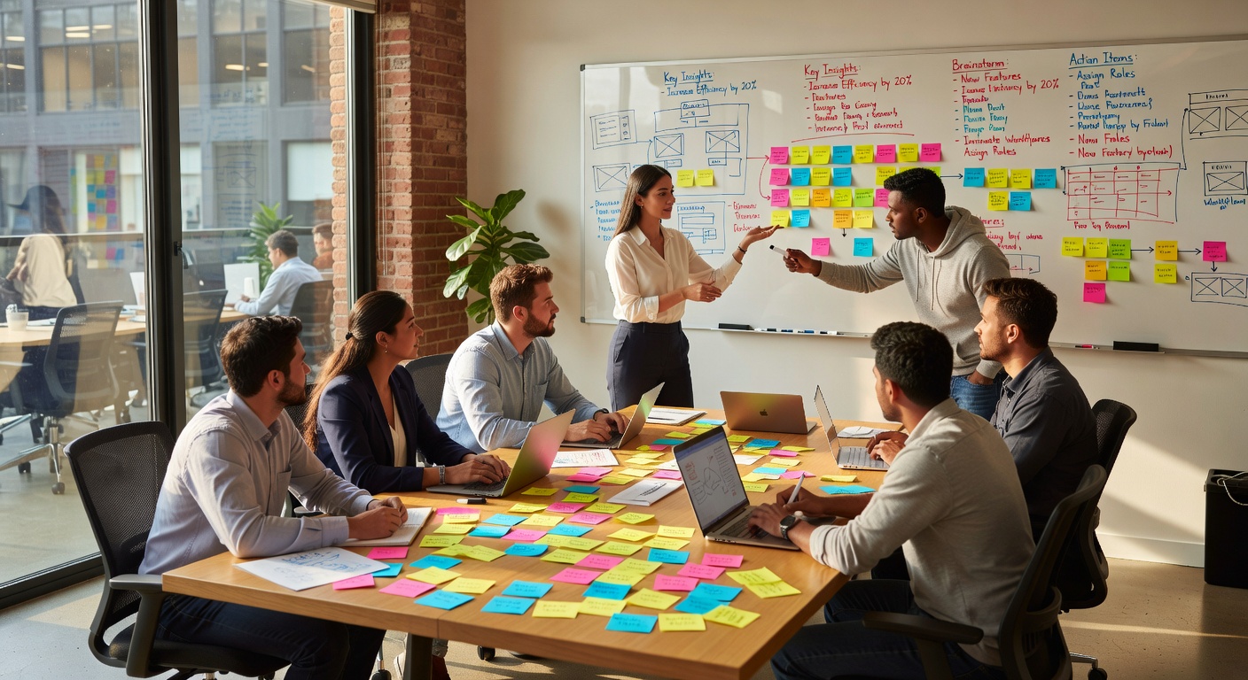 Sesión de brainstorming y trabajo colaborativo